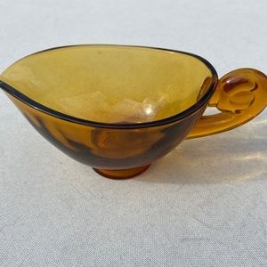 Tiara Indian Glass Amber Norse Sandwich Gravy Sauce Boat
